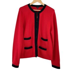 NWT Talbots Sweater Blazer in Red and Black